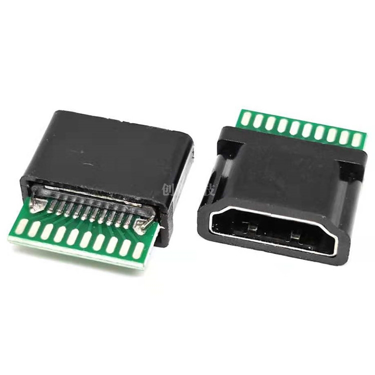 HDMI A TYPE 19PIN夾板母座 帶PCB板 帶護(hù)套 HDMI音視頻高清接口