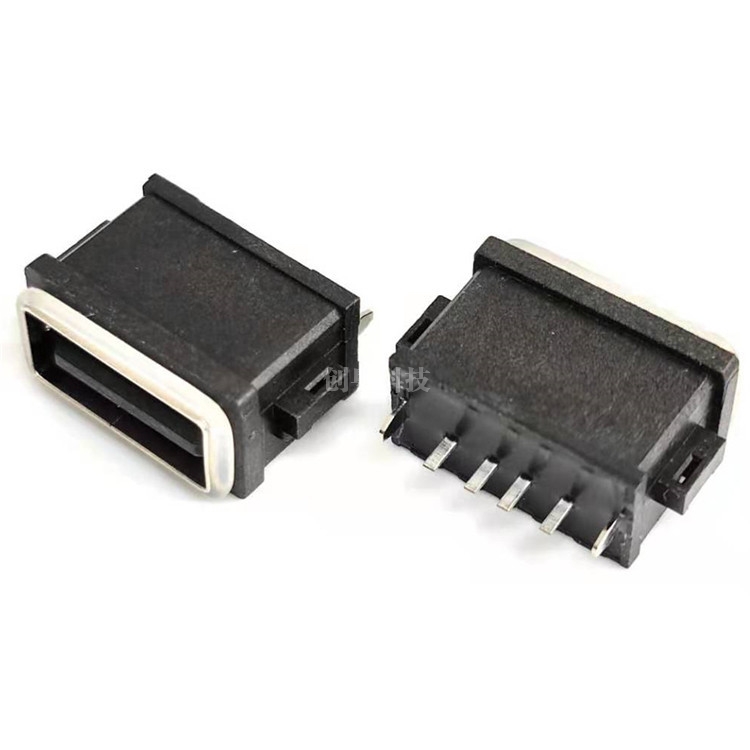 USB 2.0 4PIN防水母座 180度插板DIP 高H=11.3MM 防水等級(jí)IP-X8級(jí)