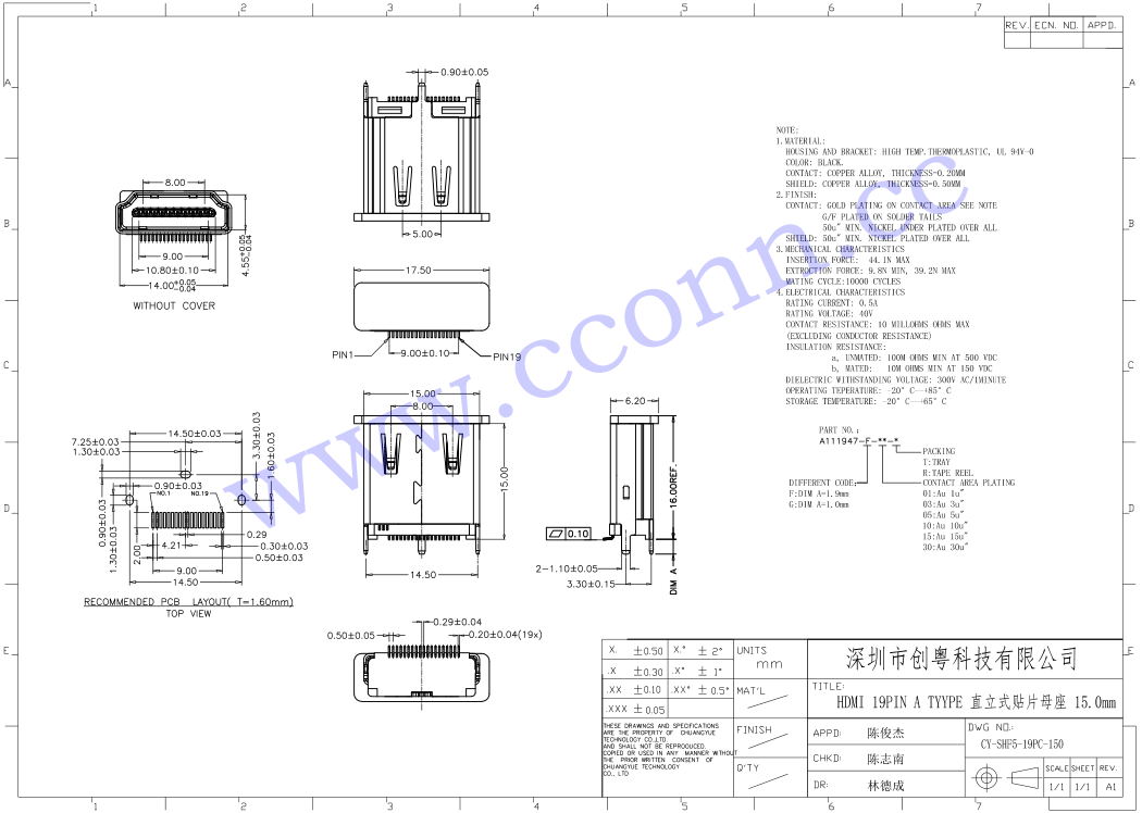 HDMI 19PIN A TYYPE 直立式貼片母座 15.0mm.jpg