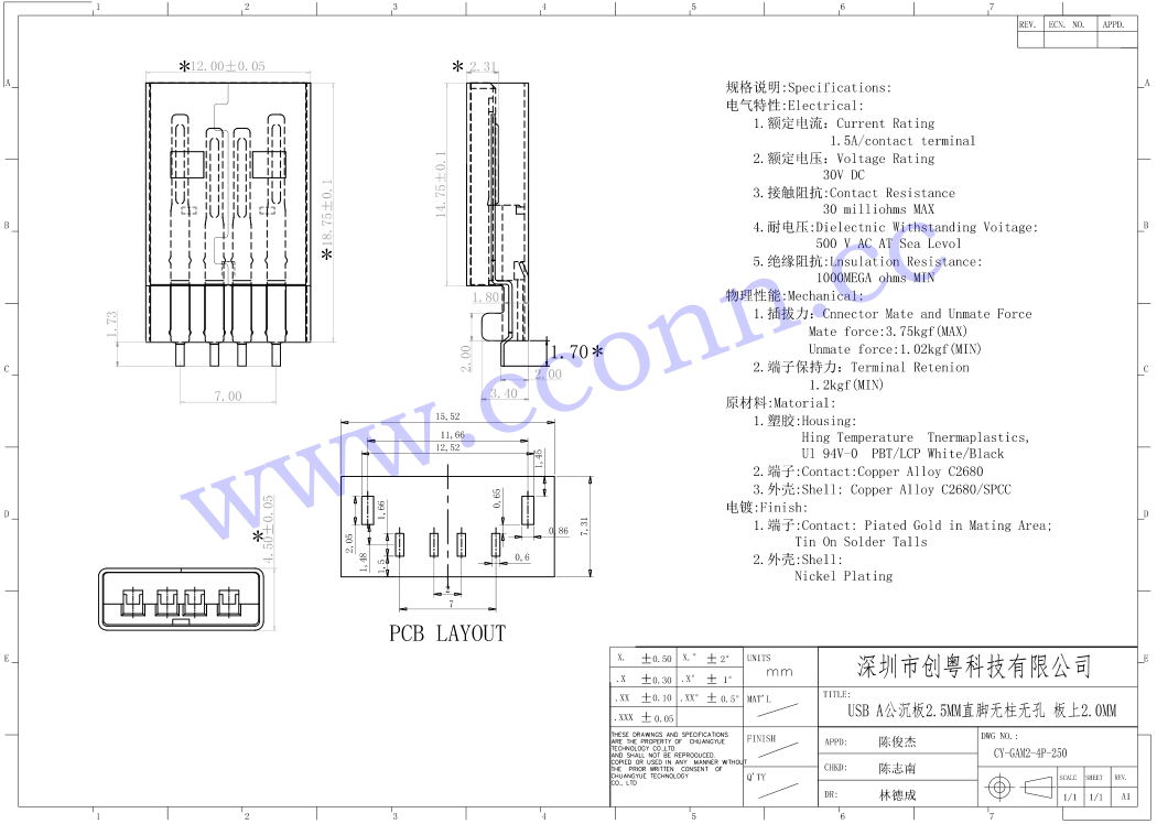 USB A公沉板2.5MM直腳無柱無孔 板上2.0MM.jpg